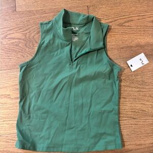 Women’s Green Sleeveless Zip-Front Performance Tank